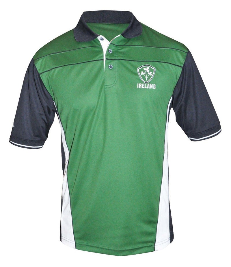 Croker Ireland Performance Shirt, XX-Large - Green Polyester Embroidered Athletic Polo, Green, Black & White - Image 3