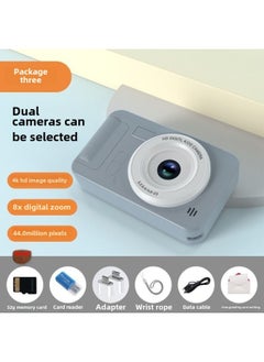 Ccd Digital Camera High Pixel Hd Camera Selfie Card Machine Entry Level Small Student Photography-Body Color:Hd Dual Camera Silver Gray  - Package Three