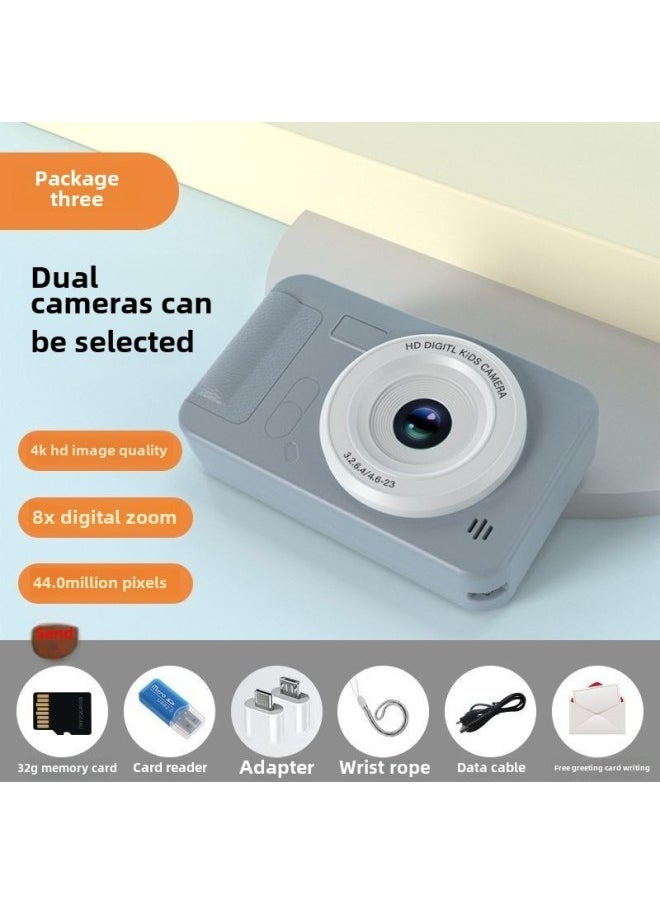 Generic Ccd Digital Camera High Pixel Hd Camera Selfie Card Machine Entry Level Small Student Photography-Body Color:Hd Dual Camera Silver Gray  - Package Three  - Image 1