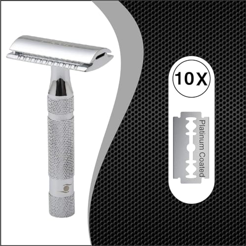 PEARL Shaving Double Edge Close Comb Safety Razor (SSH-05 Chrome) made with Brass Metal - Best Shaving Razor for Men | Classic & Traditional shaving Kit for Men | Premium blade razors | Valentine Gift Option - Image 4