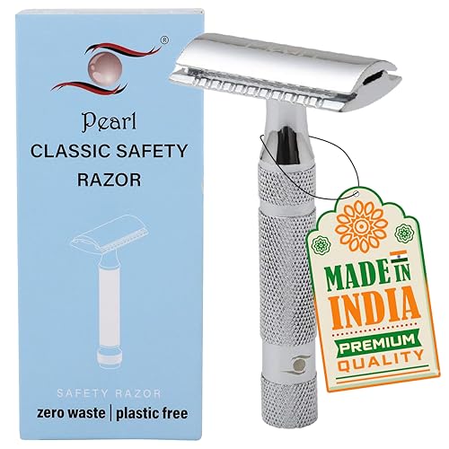 PEARL Shaving Double Edge Close Comb Safety Razor (SSH-05 Chrome) made with Brass Metal - Best Shaving Razor for Men | Classic & Traditional shaving Kit for Men | Premium blade razors | Valentine Gift Option - Image 1