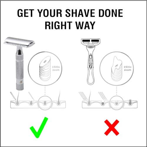 PEARL Shaving Double Edge Close Comb Safety Razor (SSH-05 Chrome) made with Brass Metal - Best Shaving Razor for Men | Classic & Traditional shaving Kit for Men | Premium blade razors | Valentine Gift Option - Image 2