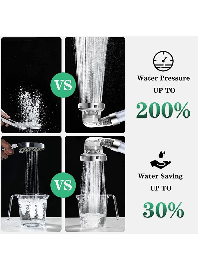 Arabest Ionic Shower Head,3modes Adjustable High Pressure Handheld Showerhead, High Pressure and Water Saving, With Pp Cotton Filter and Extra Filter Stones, Easy Install - Image 3