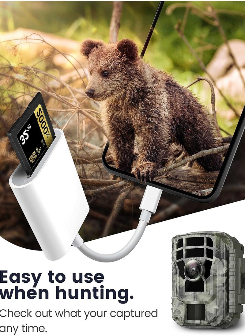 Bukela - SD Card Reader for iPhone iPad,Oyuiasle Trail Game Camera SD Card Reader Viewer,Memory Card Reader Adapter with SD & MicroSD Card Slots,Plug and Play - Image 1