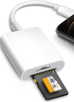 SD Card Reader for iPhone iPad,Oyuiasle Trail Game Camera SD Card Reader Viewer,Memory Card Reader Adapter with SD & MicroSD Card Slots,Plug and Play
