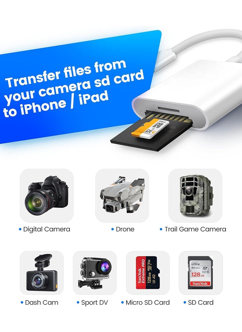 Bukela - SD Card Reader for iPhone iPad,Oyuiasle Trail Game Camera SD Card Reader Viewer,Memory Card Reader Adapter with SD & MicroSD Card Slots,Plug and Play - Image 1