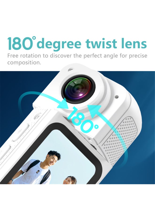 Generic S70 Thumb Camera 2K Image Quality 180 ° Rotating DV Camera Magnetic Motion Camera HD Outdoor-Body Color:White + 32g Memory Card + Card Reader  - Image 5