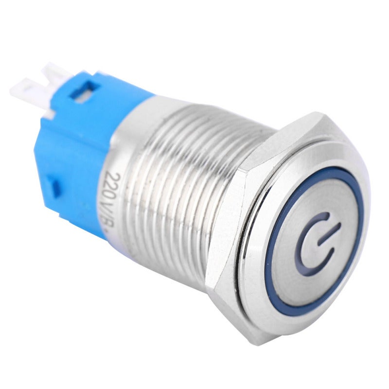 Illuminated Push Button: 16mm Stainless Steel Self-Reset Switch - Blue LED Power Symbol, Stable 1NO 1NC Performance for Industrial Control & Electrical Equipment - Image 4