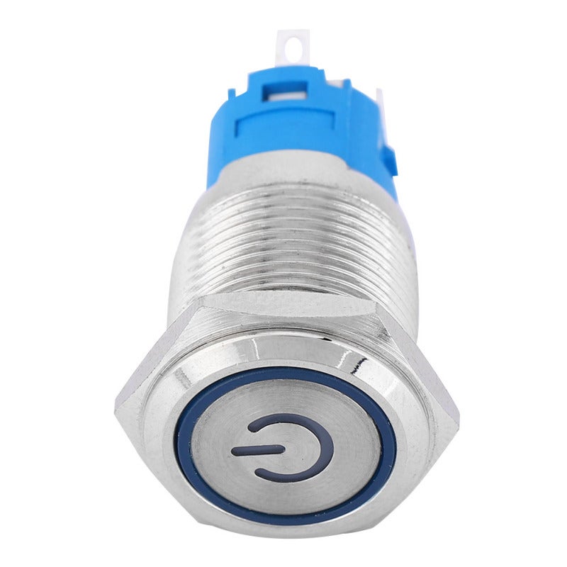 Illuminated Push Button: 16mm Stainless Steel Self-Reset Switch - Blue LED Power Symbol, Stable 1NO 1NC Performance for Industrial Control & Electrical Equipment - Image 5