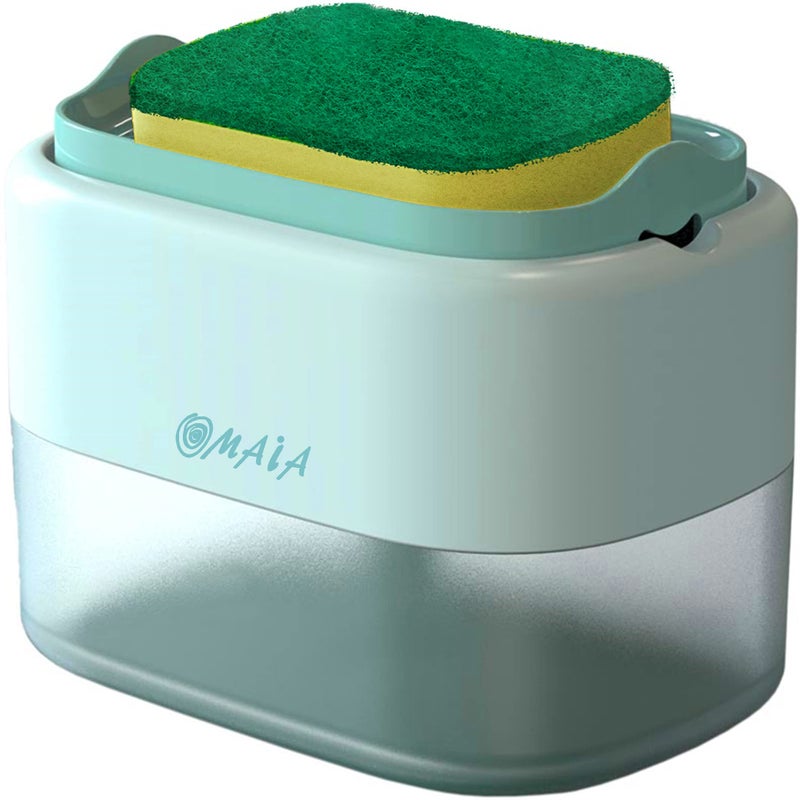 OMAIA OMAIA Dish soap Dispenser for Sink  Blue  Sink Countertop Organizer  Soap Dispenser with Sponge Holder 