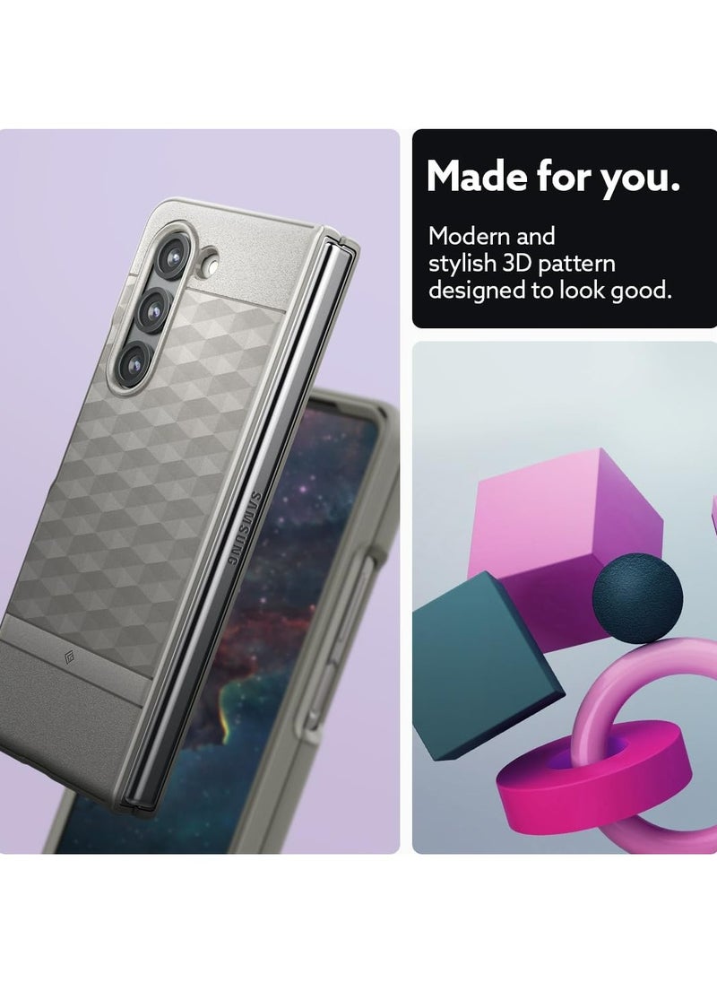 Caseology Parallax 3D Ergonomic Design Full-Body Protective Case Compatible with Samsung Galaxy Z Fold 5 Case (2023) - Ash Grey