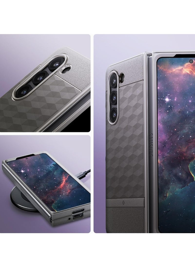 Caseology Parallax 3D Ergonomic Design Full-Body Protective Case Compatible with Samsung Galaxy Z Fold 5 Case (2023) - Ash Grey