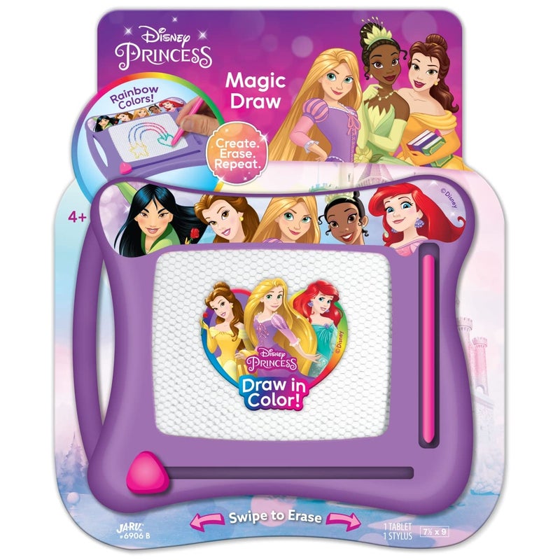 JA-RU Disney Princess Magic Draw-Magnetic Drawing Pad (1 Pack). Drawing Kids Board Car Trip Toys | Mess-Free Small Kids Write Board | Creative Activities and Travel Entertainment.B-6906-1s - Image 1