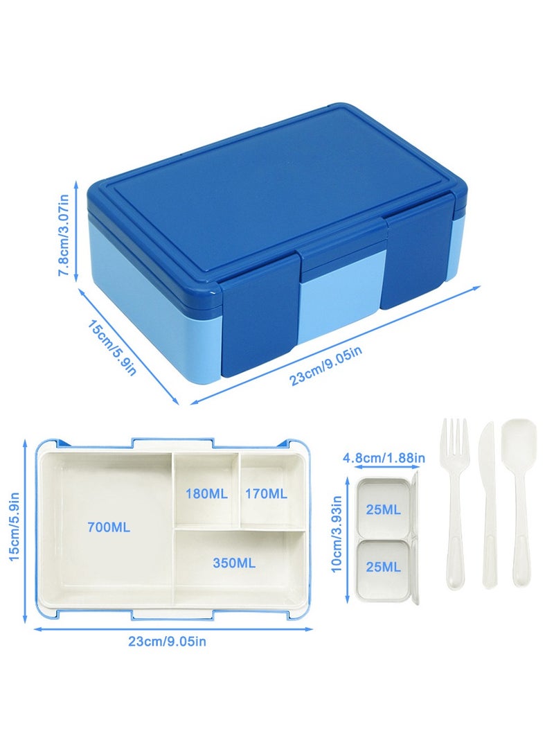 Necomi Bento Lunch Box for Kids & Adults, Lunchbox Containers with Tablewares and Sauce Dressing Container, Blue - Image 2