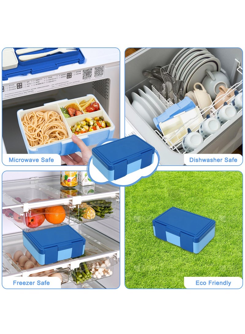 Necomi Bento Lunch Box for Kids & Adults, Lunchbox Containers with Tablewares and Sauce Dressing Container, Blue - Image 5