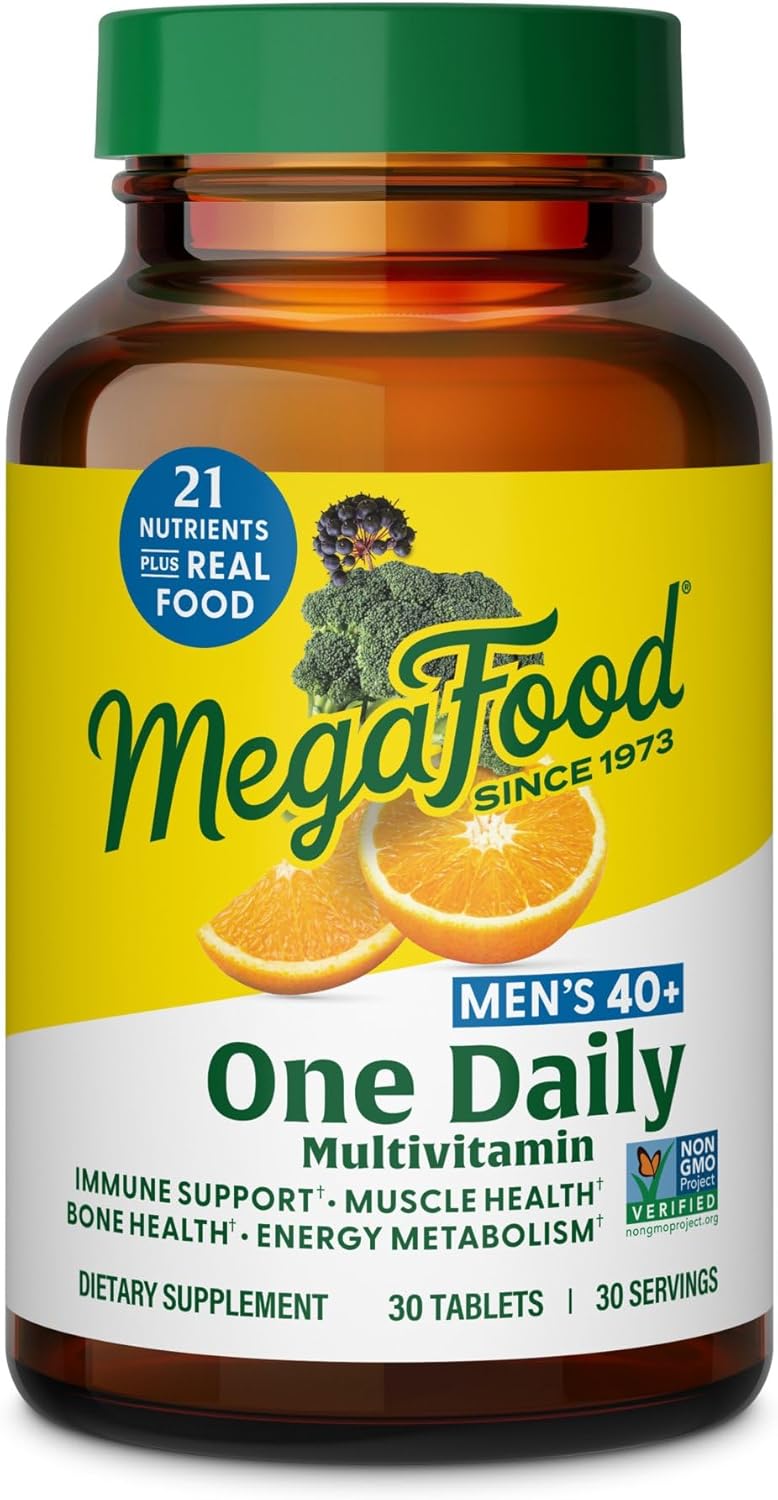 MegaFood ميغا فود فيتامينات متعددة للرجال 40+ - دعم المناعة، استقلاب الطاقة، صحة العضلات والعظام - 30 قرص - Image 1