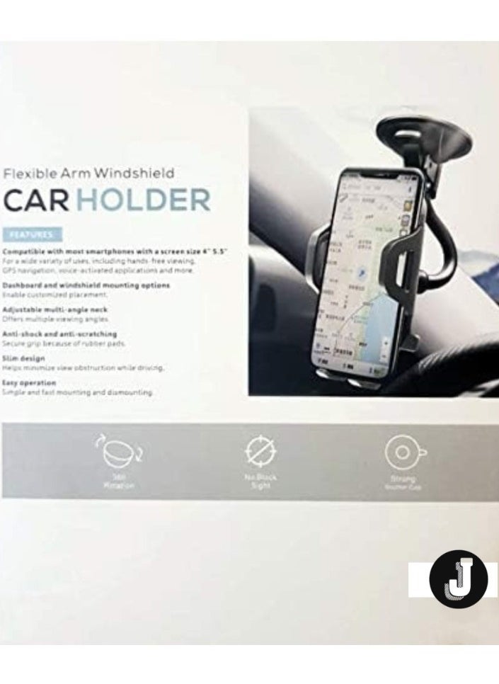 JAJEEK 360° Rotating Flexible Arm Car Phone Holder – Long Arm Windshield Mount for Ultimate Convenience - Image 2