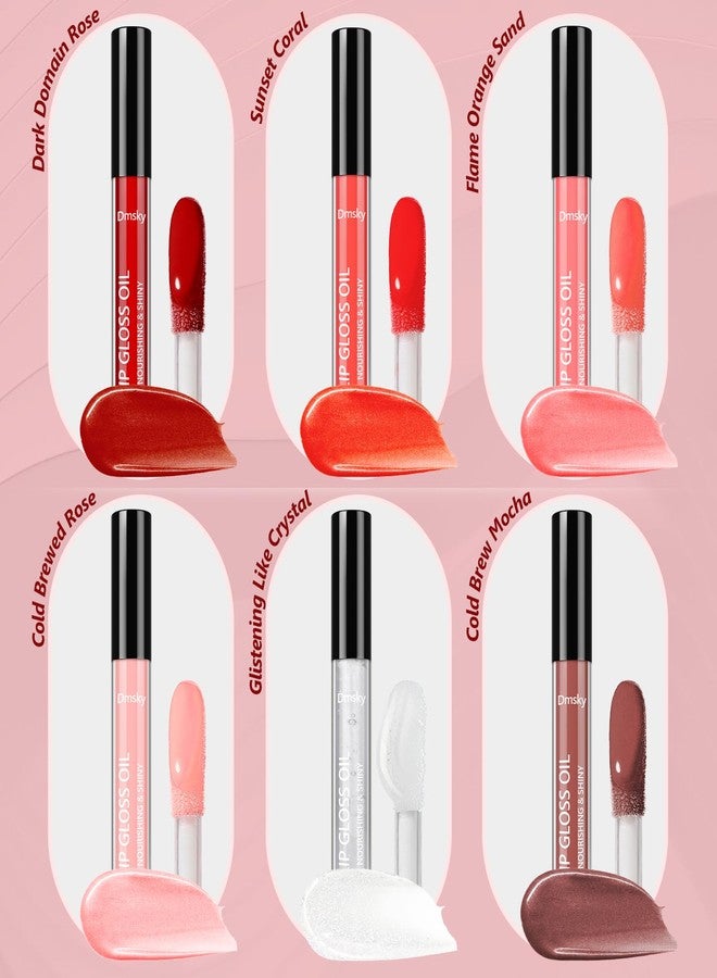 Dmsky 12 Pack Lip Gloss Set, 6 Colors Shiny Soft Lip Gloss Bulk, Lip Oil for Dry Cracked Lips Moisturizing Nourishing,Lip Stain With Rich Varied Colors For Girls and Women Makeup - Image 2