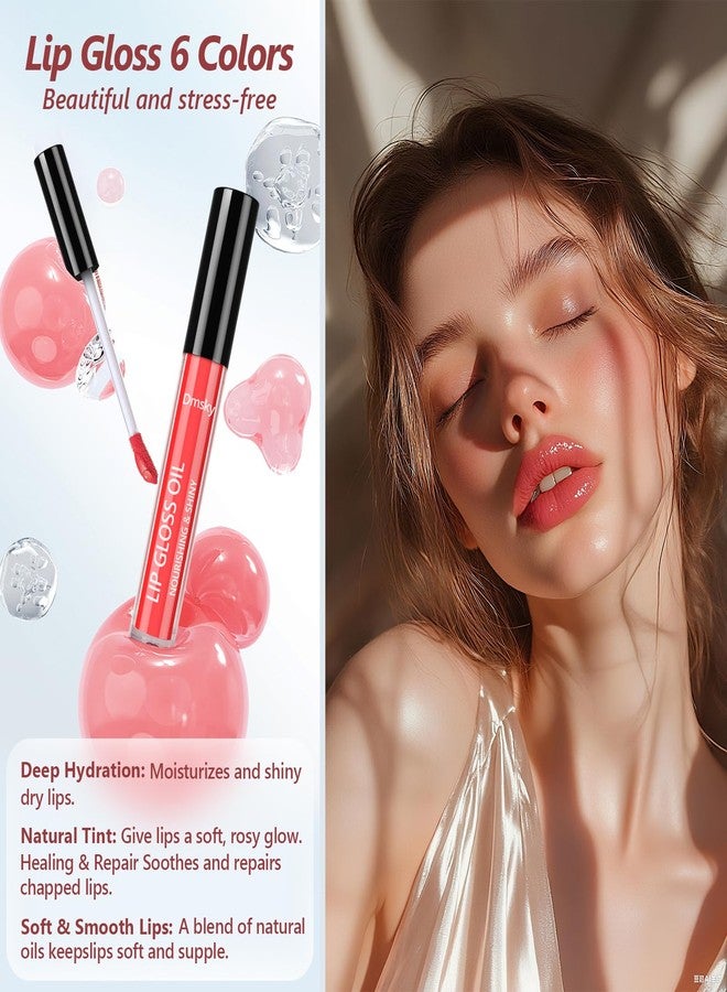 Dmsky 12 Pack Lip Gloss Set, 6 Colors Shiny Soft Lip Gloss Bulk, Lip Oil for Dry Cracked Lips Moisturizing Nourishing,Lip Stain With Rich Varied Colors For Girls and Women Makeup - Image 5