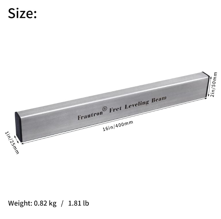 Frautron Fret Leveling Beam, 16 Inch Stainless Steel Fret Leveler Sanding Block, Guitar Fret Level File Bar Luthier Repair Tool with 2-Set of 120/240/320/400/600/1000 Grit Replacement Sandpaper - Image 5