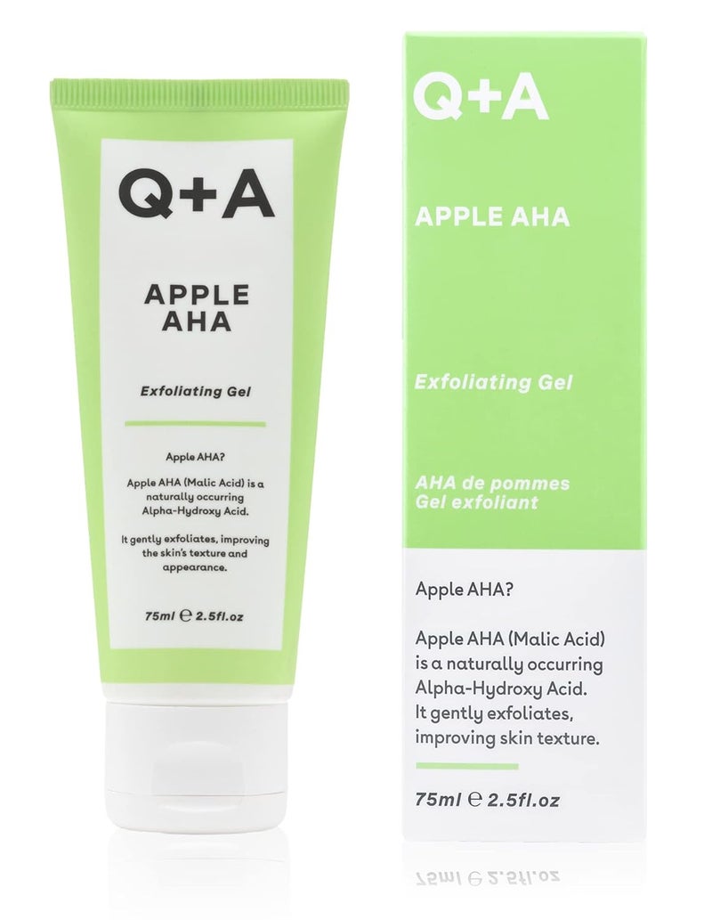 Q+A QA Apple AHA Exfoliating Gel naturally occurring Malic and Lactic Acid alongside Apple Fruit Extracts and Glycolic Acid for smoother brighter skin 25 FlOz