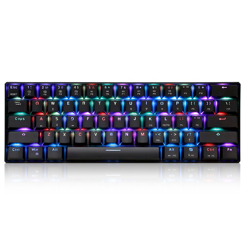 MOTOSPEED CK61 RGB Mechanical Gaming Keyboard OUTMU Blue Switches Keyboard 61 Keys Anti-ghosting with Backlight for Gaming Black - Image 1
