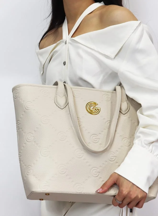 غابرييلا غوتشي Gabriella Gucci Monogram Embossed Tote Bag with Pouch