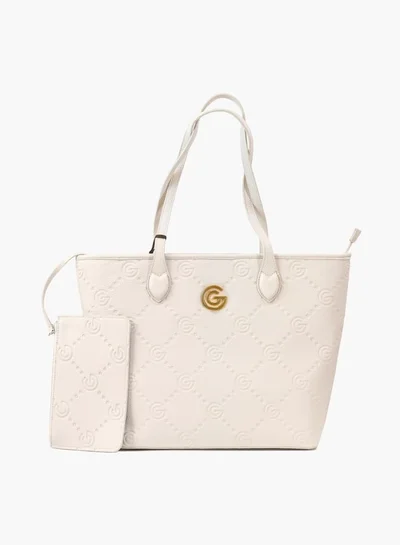 Gabriella Gucci Gabriella Gucci Monogram Embossed Tote Bag with Pouch
