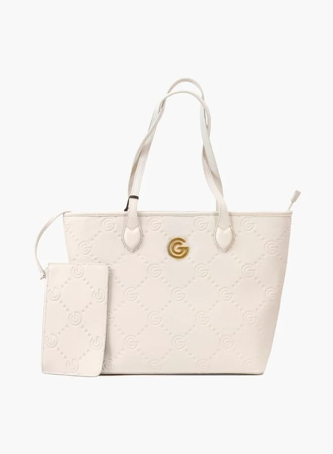 غابرييلا غوتشي Gabriella Gucci Monogram Embossed Tote Bag with Pouch