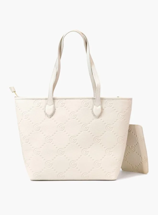 غابرييلا غوتشي Gabriella Gucci Monogram Embossed Tote Bag with Pouch