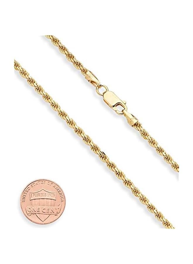 Arabest Italian Solid 18K Gold Over 925 Sterling Silver 2mm, 3mm Diamond-Cut Braided Rope Chain Necklace for Men Women, Made in Italy - Image 2