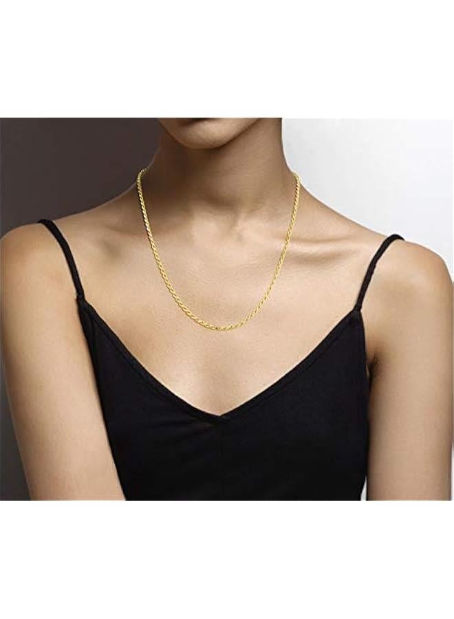 Arabest Italian Solid 18K Gold Over 925 Sterling Silver 2mm, 3mm Diamond-Cut Braided Rope Chain Necklace for Men Women, Made in Italy - Image 4