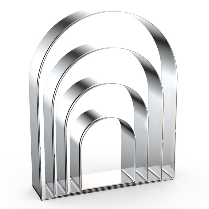 ARCH COOKIE CUTTER SET LARGE 5 INCH 4 INCH 3 INCH 2 INCH ARCHED DOOR GEOMETRIC FRAME PLAQUE COOKIE CUTTERS SHAPES MOLDS STAINLESS STEEL