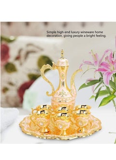 Generic Antique Metal Turkish Coffee Pot Set with 6 Luxury Cups, Handmade Tea Tray and Pitcher for Serving Tea, Coffee, Cappuccino and Zamzam, Gold and Silver Ottoman Gift  - Image 2