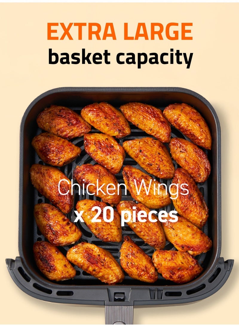 نوفو قلاية الهواء نوفو 6 لتر 1900 واط – قوة فائقة بتصميم XL مع نافذة شفافة وإضاءة داخلية | 10 برامج تلقائية | للخبز، إعادة التسخين، والتحمير | ضمان سنة واحدة - Image 3