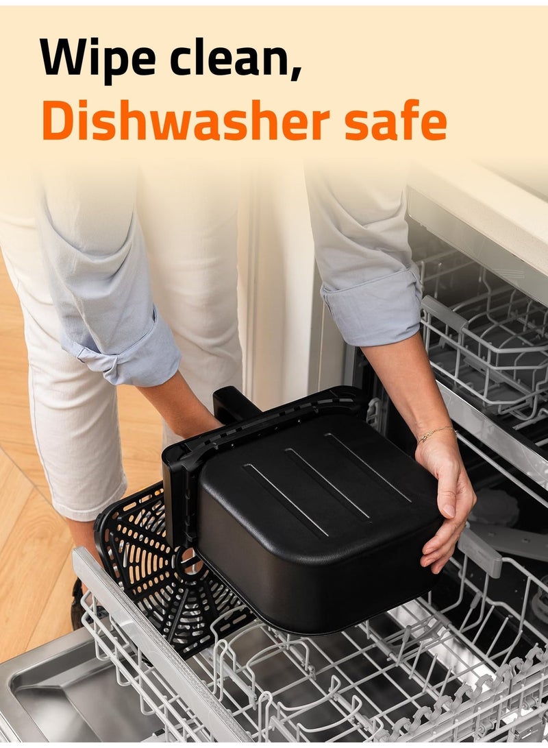 نوفو قلاية الهواء نوفو 6 لتر 1900 واط – قوة فائقة بتصميم XL مع نافذة شفافة وإضاءة داخلية | 10 برامج تلقائية | للخبز، إعادة التسخين، والتحمير | ضمان سنة واحدة - Image 5