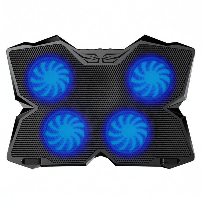 Laptop Cooling Pad: 4 LED Fans, Low Noise, Adjustable Height - Plug And Play USB Hub for Home Office, Gaming, On-the-Go Laptop Use - Image 1