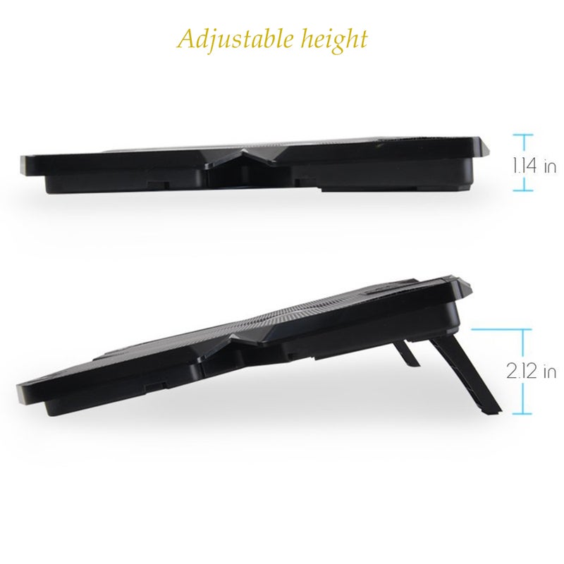Laptop Cooling Pad: 4 LED Fans, Low Noise, Adjustable Height - Plug And Play USB Hub for Home Office, Gaming, On-the-Go Laptop Use - Image 4