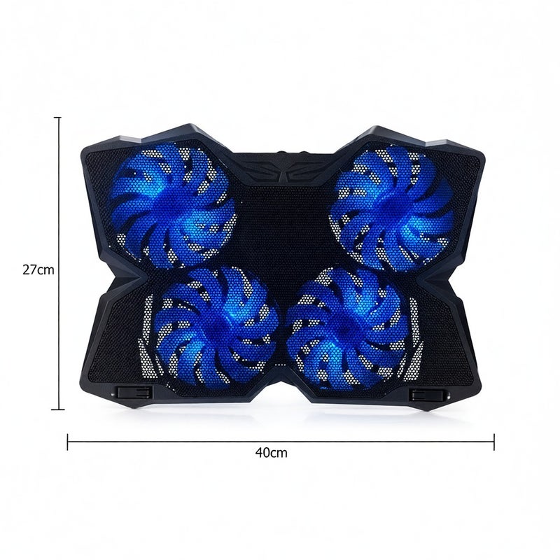 Laptop Cooling Pad: 4 LED Fans, Low Noise, Adjustable Height - Plug And Play USB Hub for Home Office, Gaming, On-the-Go Laptop Use - Image 5