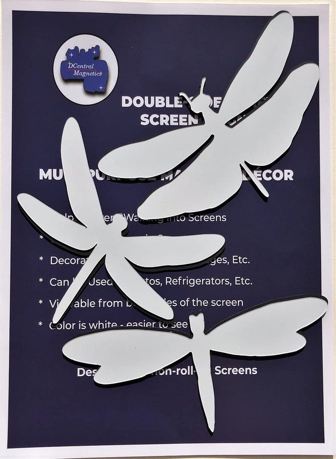 DCentral® Three Dragonflies Flexible Safety Screen Magnets: Double-Sided. Bright White-Easier to See Day & Night. Decorative. Helps to Stop Walking into Screens, Avg Sizes; 6" x 4" - Image 4