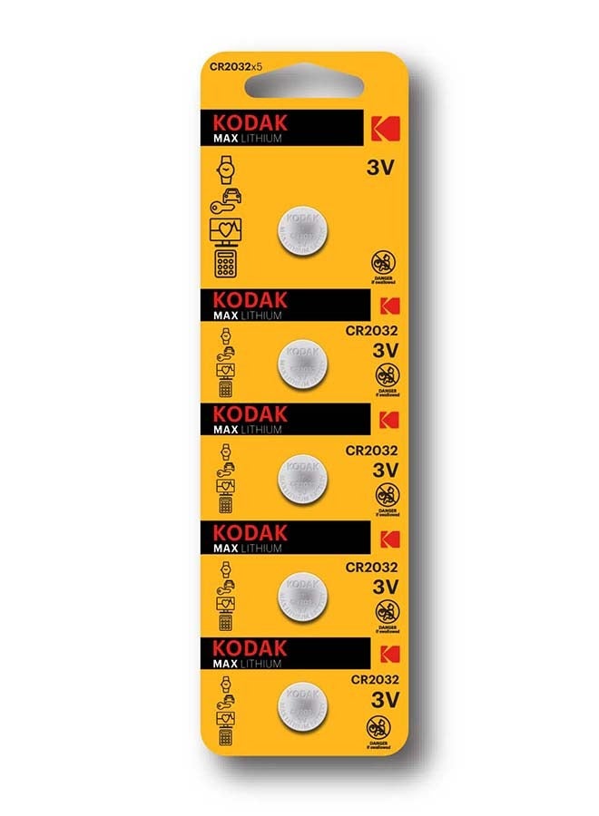 KODAK | CR2032 Batteries | Lithium 3V Coin | Button Cell for Car Keys |5 Pack