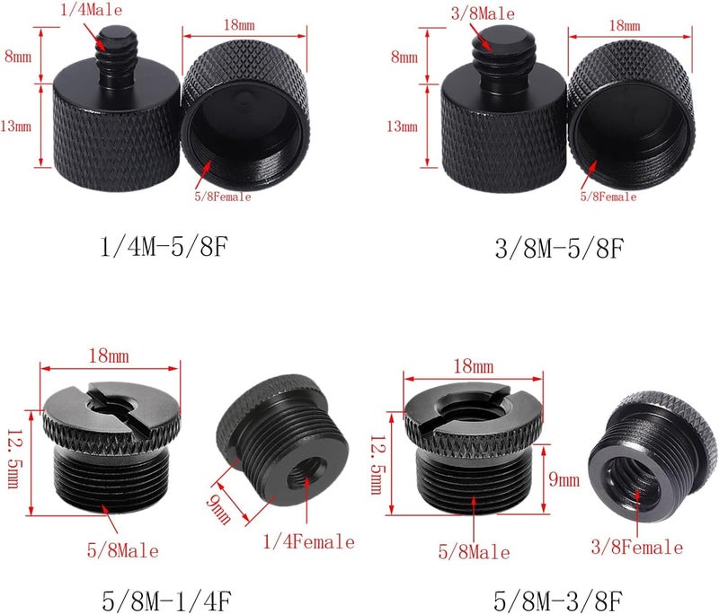 SHOPEE 12 قطعة محول حامل ميكروفون، 5/8 أنثوي إلى 3/8 ذكر، 3/8 أنثوي إلى 5/8 ذكر، 5/8 أنثوي إلى 1/4 ذكر، 1/4 أنثوي إلى 5/8 ذكر، 1/4 ذكر إلى 3/8 أنثوي، 3/8 ذكر إلى 1/4 أنثوي - Image 2