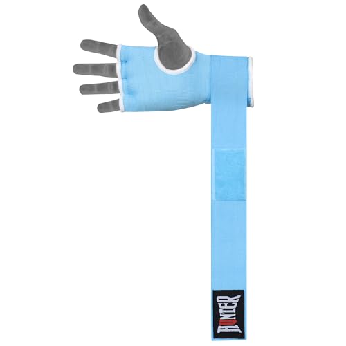 HUNTER قفازات داخلية مبطنة بالجل مع لفافات يد للملاكمة، لفافات تدريب مرنة سريعة للرجال والنساء، فنون القتال المختلطة، كيك بوكسينغ، حماية المعصم (زوج) (أزرق سماوي، S/M) - Image 4