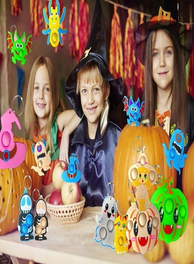 HOZKEAP 30 Packs Bulk New Halloween shape Fidget Bubble Mini Pop Keychain，Halloween Party Favors Small Birthday Supplies Student Prizes - Image 3