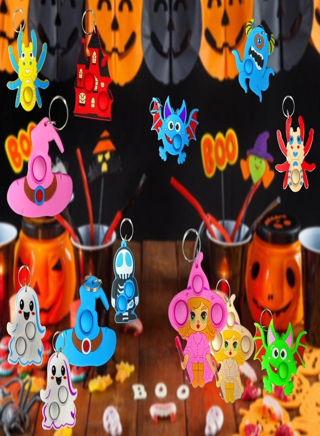 HOZKEAP 30 Packs Bulk New Halloween shape Fidget Bubble Mini Pop Keychain，Halloween Party Favors Small Birthday Supplies Student Prizes - Image 4