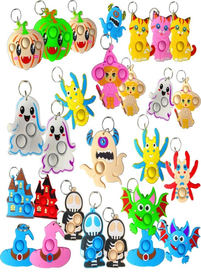 HOZKEAP 30 Packs Bulk New Halloween shape Fidget Bubble Mini Pop Keychain，Halloween Party Favors Small Birthday Supplies Student Prizes - Image 1