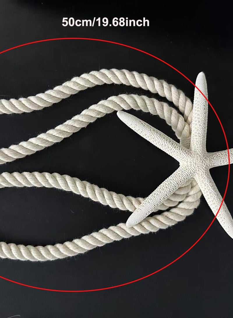Natural Starfish Five Finger Star Curtain Buckle, Hand Woven Curtain Tie Rope（1 Pair）  - Image 2