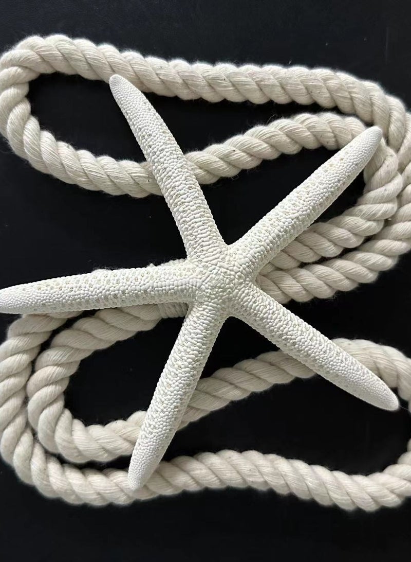 Natural Starfish Five Finger Star Curtain Buckle, Hand Woven Curtain Tie Rope（1 Pair）  - Image 3