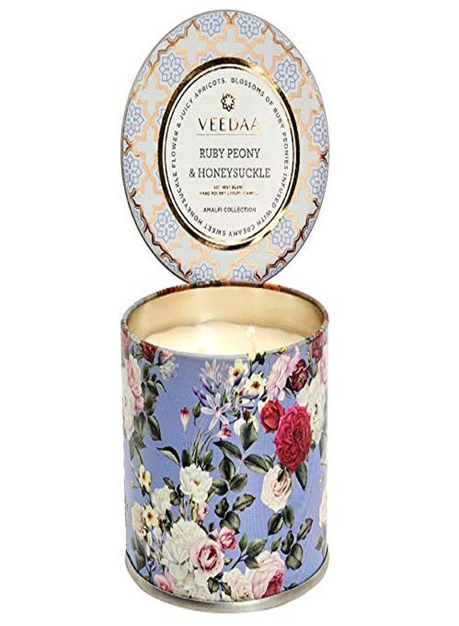 VEEDAA Ruby Peony & Honeysuckle Mason Tin Soy Scented Candle (Burns 25 hours) - Image 2