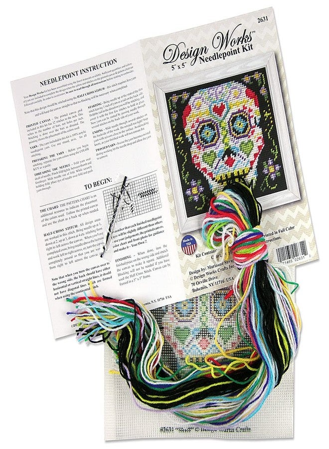DesignWorks Ink Design Works Crafts Sugar Skull Needlepoint Kit, Multicoloured - Image 3